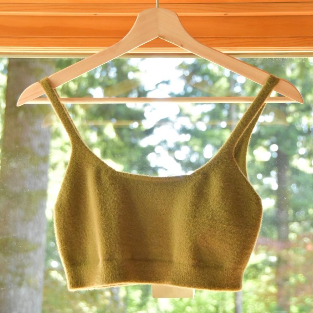 3 DAYS LEFT ! OAK + FORT Small Green Moss-like Crop Top (New + Tags!)